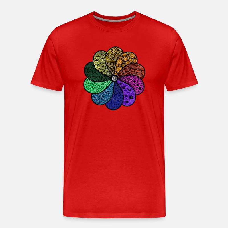 Zentangle Blume - Männer Premium Bio T-Shirt - Rot