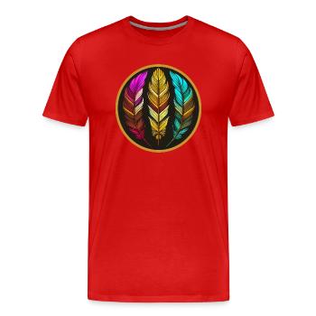 Emblem der 3 Federn - Männer Premium Bio T-Shirt - Rot - Vorne - Damien (186cm)