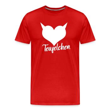Teufelchen Wort mit Herz Devil - Männer Premium Bio T-Shirt - Rot - Vorne - Damien (186cm)