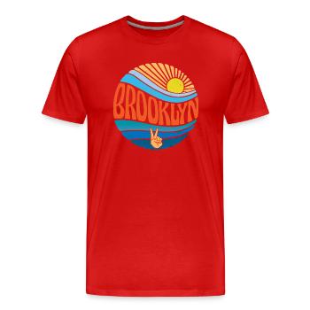 Chemise Brooklyn Vintage Sunset Brooklyn Groovy Cravate - T-shirt bio Premium Homme - rouge - Devant - Damien (186cm)
