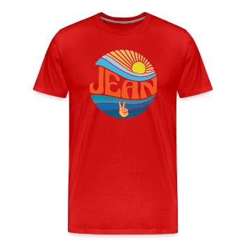 Jean Shirt Vintage Sunset Jean Groovy Tie Dye - Männer Premium Bio T-Shirt - Rot - Vorne - Damien (186cm)
