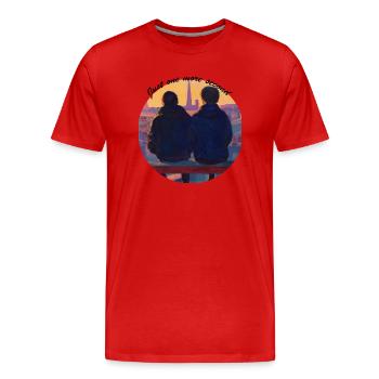 Just one more second Freundschaft Sonnenuntergang. - Männer Premium Bio T-Shirt - Rot - Vorne - Damien (186cm)