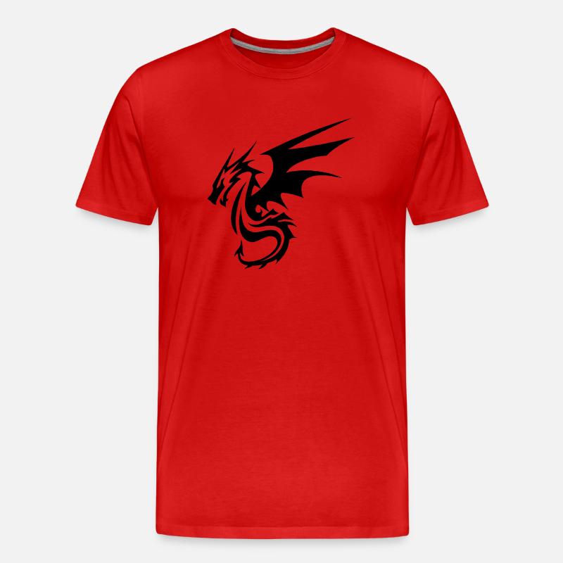 Schwarzer Drache - Männer Premium Bio T-Shirt - Rot