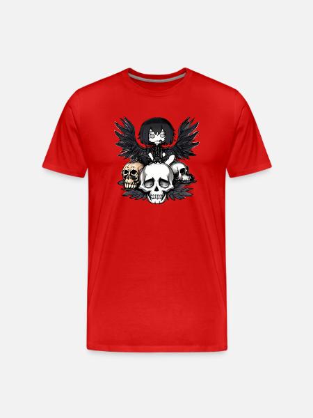 Raven sitting on a skull - Men's Premium Organic T-Shirt - red