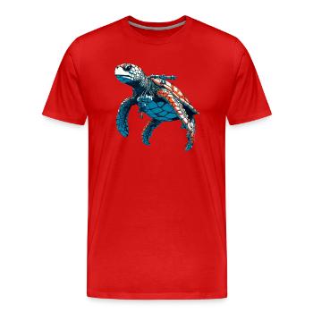 La tortue a la plongée comme passe-temps - T-shirt bio Premium Homme - rouge - Devant - Damien (186cm)