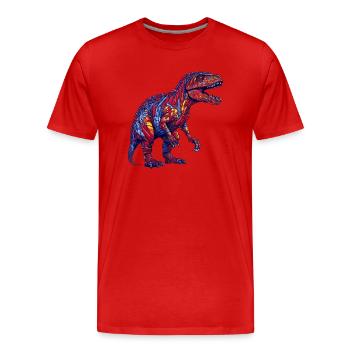 Dino Monster in bunten Farben und retro Optik - Männer Premium Bio T-Shirt - Rot - Vorne - Damien (186cm)