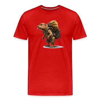 Le rat-taupe est à la recherche de la prochaine aventure - T-shirt bio Premium Homme - rouge - Devant - Damien (186cm)