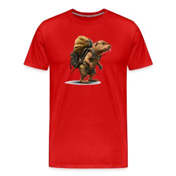 Maulwurfsratte auf Tour als Outdoor Abenteurer - Männer Premium Bio T-Shirt - Rot - Vorne - Damien (186cm)