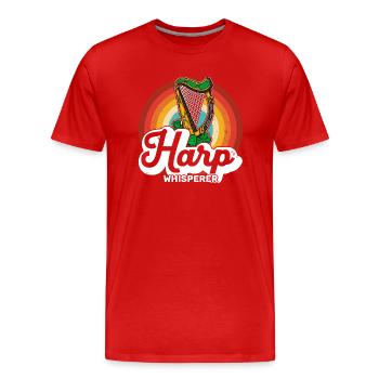 Plucked instrument: Celtic harp, harpist, harpist - Men's Premium Organic T-Shirt - red - Front - Damien (186cm)
