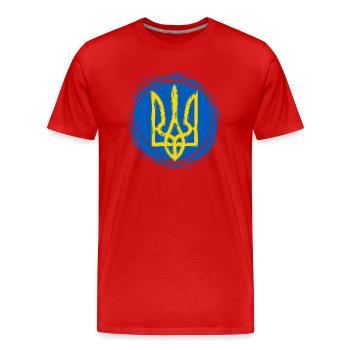 Trysub Ukraine Dreizack - Männer Premium Bio T-Shirt - Rot - Vorne - Damien (186cm)
