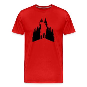 Wilder Wolf Skizze Wilde Tier Wandern Natur Seele - Männer Premium Bio T-Shirt - Rot - Vorne - Damien (186cm)