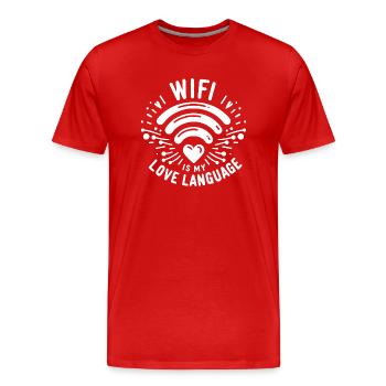 Le WIFI est mon langage d’amour - T-shirt bio Premium Homme - rouge - Devant - Damien (186cm)