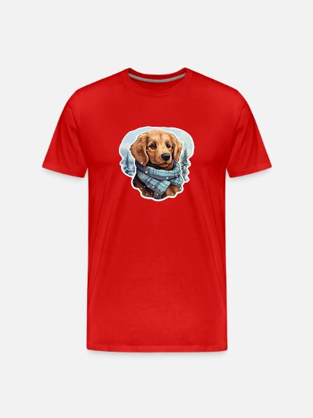 Golden Retriever in winter - Men's Premium Organic T-Shirt - red