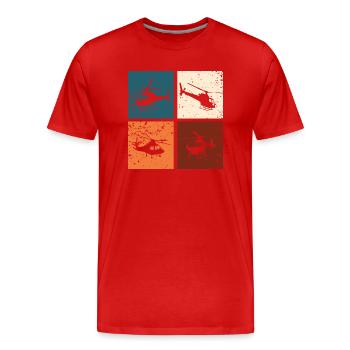 Helikopter Retro Hubschrauber Geschenkidee - Männer Premium Bio T-Shirt - Rot - Vorne - Damien (186cm)