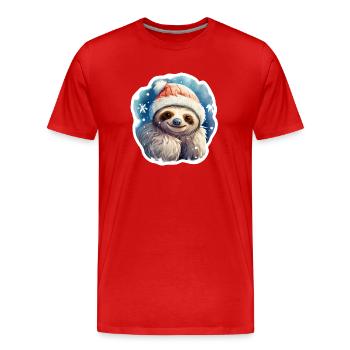 Weihnachtsfaultier - Männer Premium Bio T-Shirt - Rot - Vorne - Damien (186cm)
