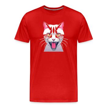 Chat en colère - T-shirt bio Premium Homme - rouge - Devant - Damien (186cm)