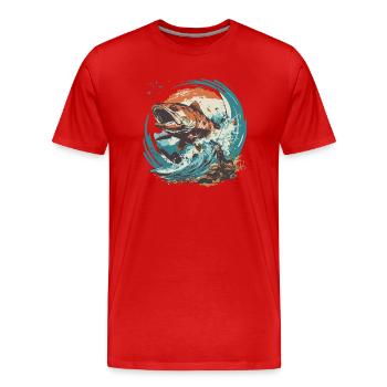 Angeln Fishing Ausflug Fische See Angelrute fisher - Männer Premium Bio T-Shirt - Rot - Vorne - Damien (186cm)