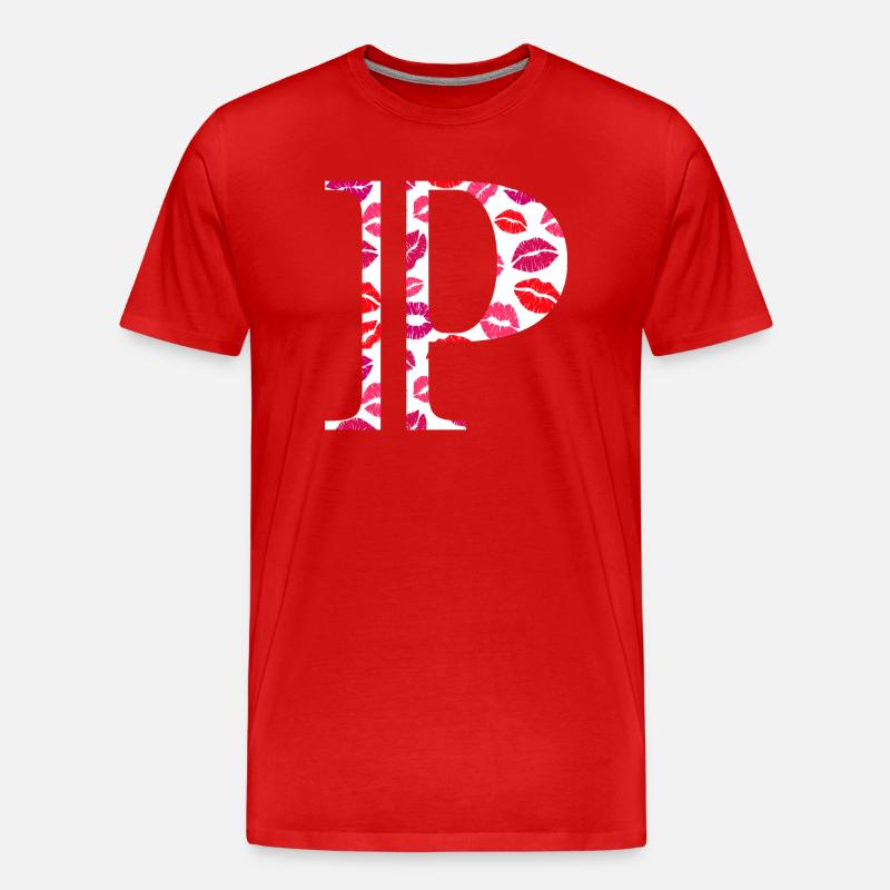 Buchstabe p Küsse - Männer Premium Bio T-Shirt - Rot