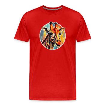Giraffe Head - Men's Premium Organic T-Shirt - red - Front - Damien (186cm)