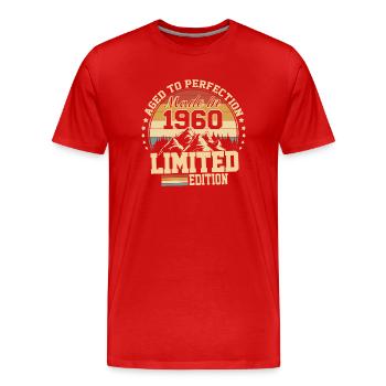 1960 anniversaire 1960 né en 1960 anniversaire - T-shirt bio Premium Homme - rouge - Devant - Damien (186cm)