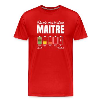 Maitre D'école Pour Fin D'année Scolaire - T-shirt bio Premium Homme - rouge - Devant - Damien (186cm)