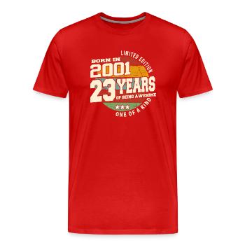 2001 Vintage Retro Classic 23 Jahre - Männer Premium Bio T-Shirt - Rot - Vorne - Damien (186cm)