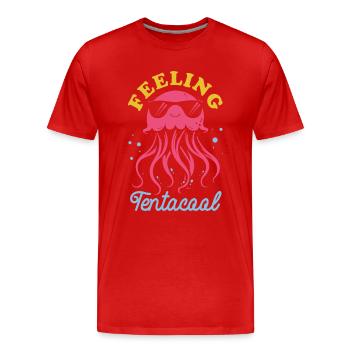 Feeling Tentacool - Méduse avec des tentacules - T-shirt bio Premium Homme - rouge - Devant - Damien (186cm)