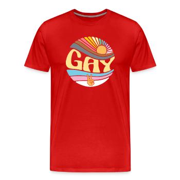 Vintage Gay Lesbian Pride Month - Groovy LGBT - T-shirt bio Premium Homme - rouge - Devant - Damien (186cm)