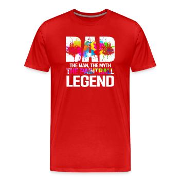 Papa L’homme Le mythe La légende du paintball Tactique - T-shirt bio Premium Homme - rouge - Devant - Damien (186cm)