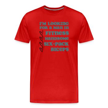 Je cherche un homme en forme - T-shirt bio Premium Homme - rouge - Devant - Damien (186cm)