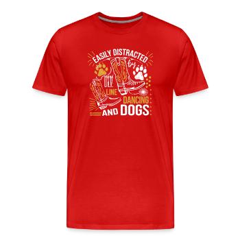 Dicton amusant pour les amoureux de la danse et des chiens - T-shirt bio Premium Homme - rouge - Devant - Damien (186cm)