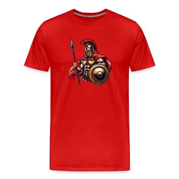 Spartaner - Männer Premium Bio T-Shirt - Rot - Vorne - Damien (186cm)