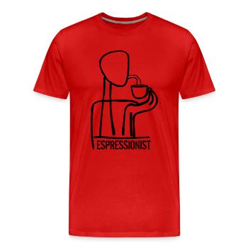 Espressionist - Espresso - Kaffee trinken - Männer Premium Bio T-Shirt - Rot - Vorne - Damien (186cm)
