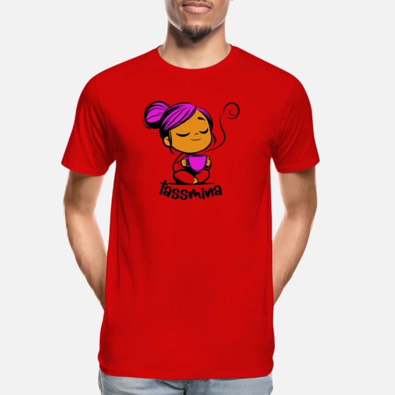 Tassmina enspannt mit einer Tasse Tee oder Kaffee Männer Premium Bio T-Shirt