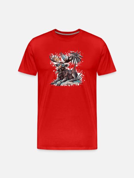 Moose Island Palm Tree - Men's Premium Organic T-Shirt - red