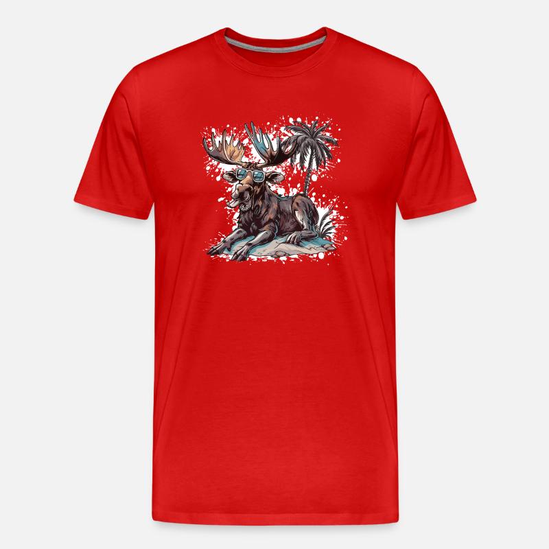 Elch Insel Palme - Männer Premium Bio T-Shirt - Rot