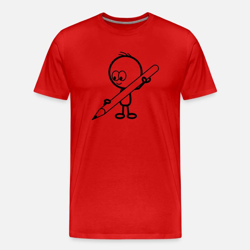 mann_mit_stift - Männer Premium Bio T-Shirt - Rot