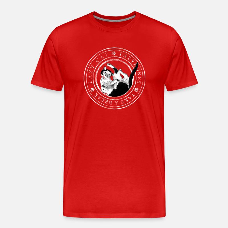 Lazy Cat Logo - Männer Premium Bio T-Shirt - Rot