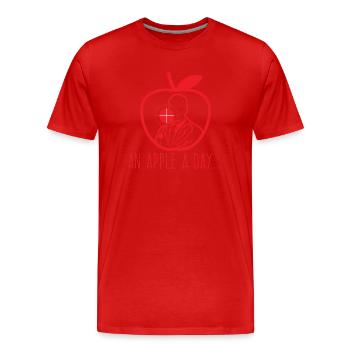 Docteur / médecin: Une pomme par jour éloigne le médecin - T-shirt bio Premium Homme - rouge - Devant - Damien (186cm)