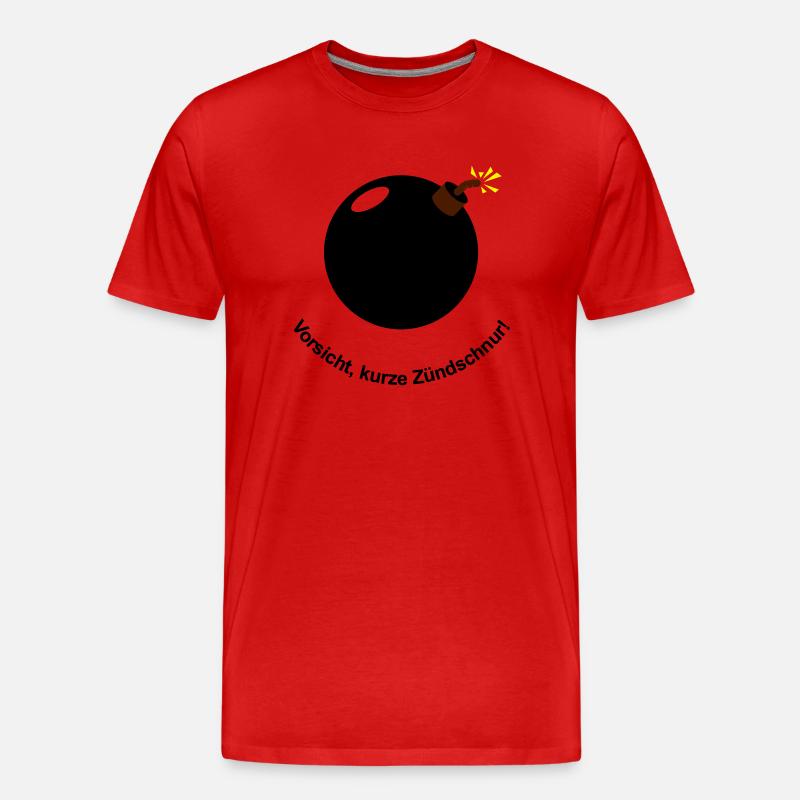 Vorsicht - kurze Zündschnur! - Männer Premium Bio T-Shirt - Rot