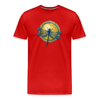 Libelle Jugendstil - Männer Premium Bio T-Shirt - Rot - Vorne - Damien (186cm)