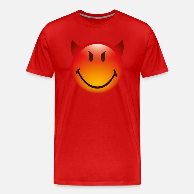 Smiley Glossy Devil - Männer Premium Bio T-Shirt - Rot