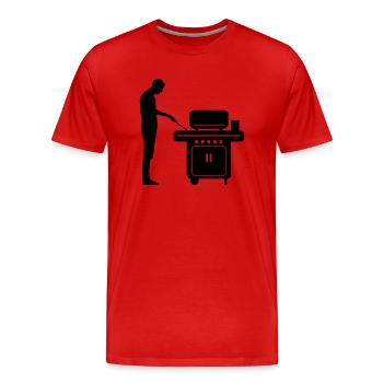 Freizeit - Mann Grill - Männer Premium Bio T-Shirt - Rot - Vorne - Damien (186cm)