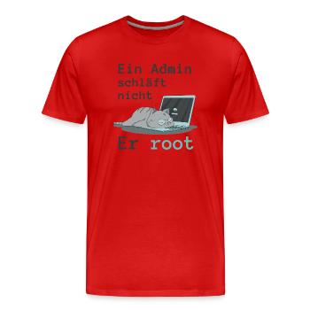 Ein Admin schläft nicht - Er root - Männer Premium Bio T-Shirt - Rot - Vorne - Damien (186cm)