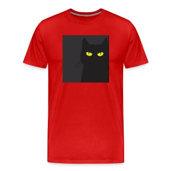 BLACK CAT VOUS REGARDE. Chat qui vous regarde !! - T-shirt bio Premium Homme - rouge - Devant - Damien (186cm)