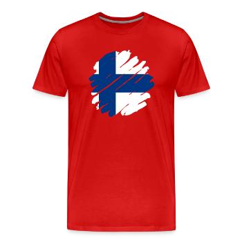 Finland Flag Suomi Finnish Flag Used Look - Men's Premium Organic T-Shirt - red - Front - Damien (186cm)