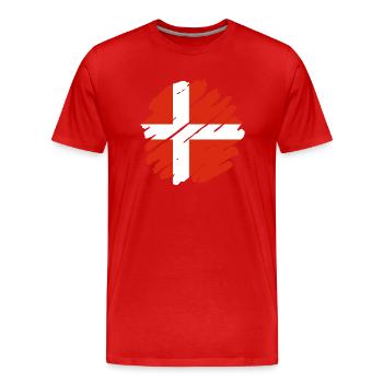 Danemark Drapeau Scandinavie Drapeau danois Voyage - T-shirt bio Premium Homme - rouge - Devant - Damien (186cm)