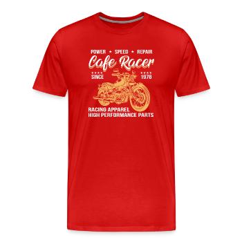 Cafe Racer T-Shirt - T-shirt bio Premium Homme - rouge - Devant - Damien (186cm)