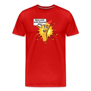 Pommes witzig - Männer Premium Bio T-Shirt - Rot - Vorne - Damien (186cm)