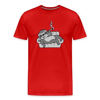 Canapé fumeur paresseux frissons - T-shirt bio Premium Homme - rouge - Devant - Damien (186cm)